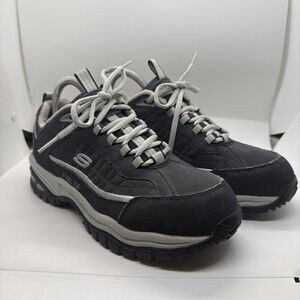 Skechers Womens size 8.5 Steel Toe Energy Stratum SN 76379 NVGY shoes Black